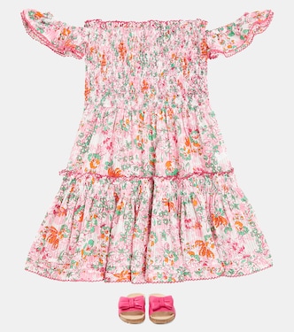 Robe Aurora rayée en coton à fleurs | Poupette St Barth Kids