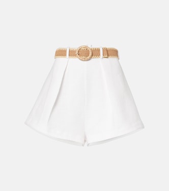 Acacia Tuck high-rise cotton shorts | Zimmermann