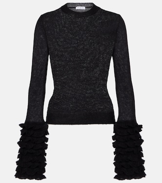 Ruffled sheer mohair-blend top | Alaïa