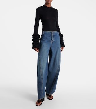 Ruffled sheer mohair-blend top | Alaïa