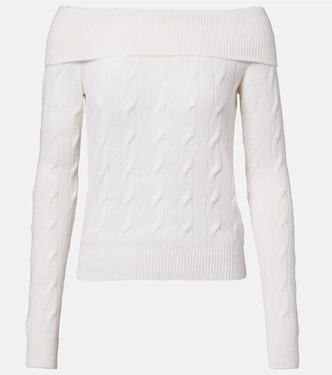 Cable-knit off-shoulder cashmere sweater | Ralph Lauren Collection