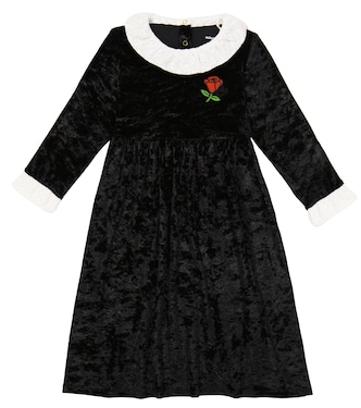 Embroidered velour dress | Mini Rodini