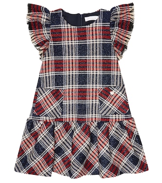 Checked cotton-blend dress | Monnalisa