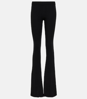 Ribbed-knit wool-blend flared pants | Versace