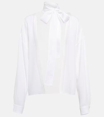 Blusa in sablé con lavallière | Miu Miu
