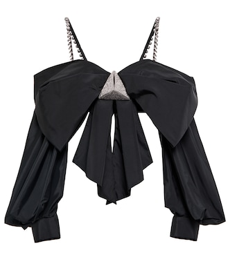 Embellished off-shoulder taffeta top | Area