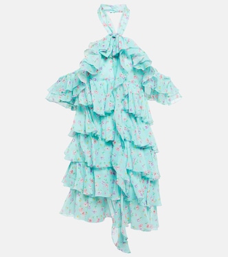 Halterneck ruffle-detail silk minidress | Alessandra Rich