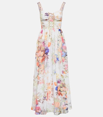 Bustier floral linen maxi dress | Camilla