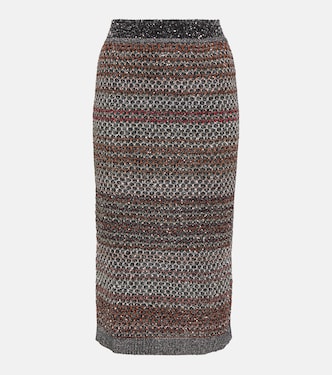 Striped sequined knitted pencil skirt | Missoni