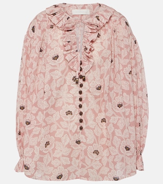 Ottie ruffled floral cotton top | Zimmermann
