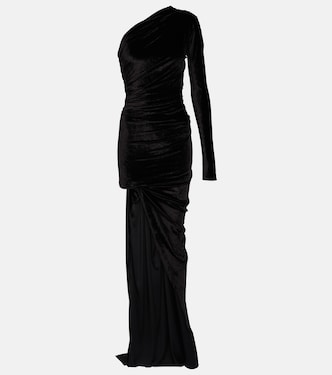 Asymmetric one-shoulder velvet gown | Balenciaga
