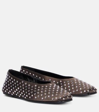 Crystal-embellished satin ballet flats | Magda Butrym