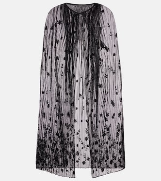 Embroidered floral plissé tulle cape | Toteme