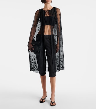 Embroidered floral plissé tulle cape | Toteme