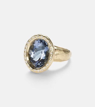 Tribute 18kt gold ring with diamonds and blue beryl | Octavia Elizabeth