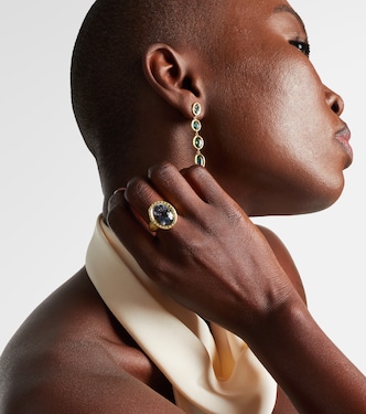 Tribute 18kt gold ring with diamonds and blue beryl | Octavia Elizabeth