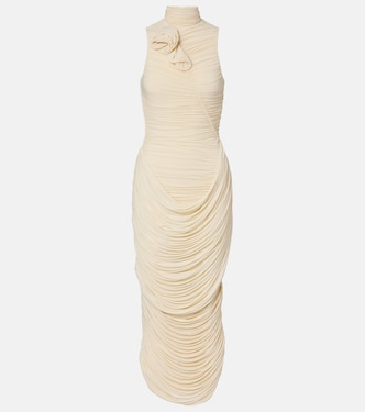 Floral-appliqué draped ruched gown | Magda Butrym
