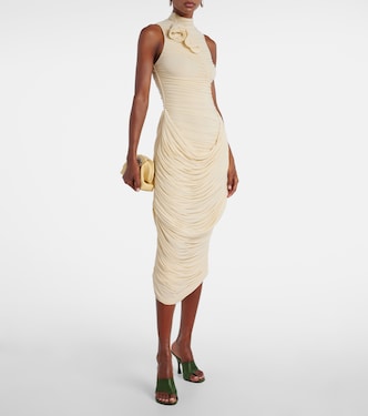 Floral-appliqué draped ruched gown | Magda Butrym