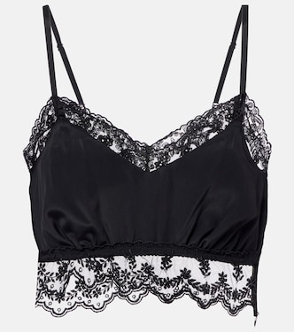 Crop top de crepé de china con encaje | Simone Rocha