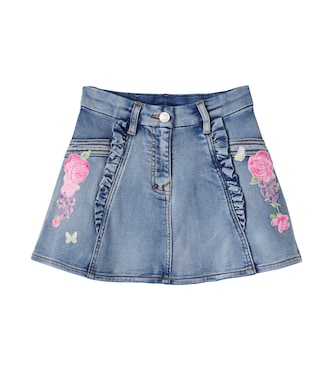Falda de denim bordada | Monnalisa