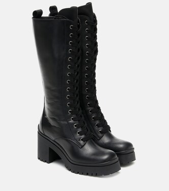 Leather knee-high boots | Miu Miu
