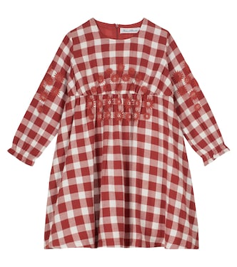 Embroidered checked cotton dress | Tartine et Chocolat