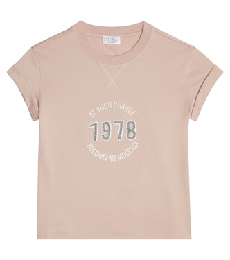 Verziertes T-Shirt aus Baumwolle | Brunello Cucinelli Kids