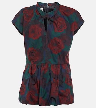 Floral peplum cotton poplin top | Dries Van Noten