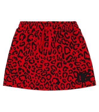 Jupe en coton à motif léopard | Dolce&Gabbana Kids
