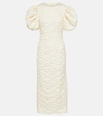 Bridal jacquard puff-sleeve midi dress | Rotate