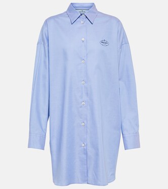 Camicia oversize in cotone con logo | Prada