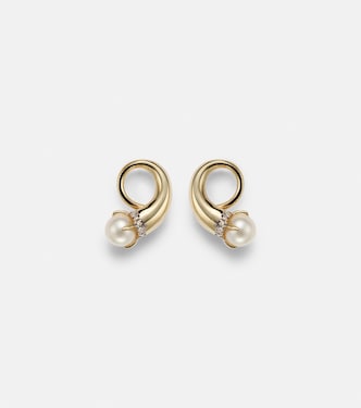 Orecchini in oro 14kt con diamanti e perle | Mateo