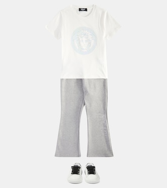 Logo embellished cotton jersey sweatpants | Versace Kids