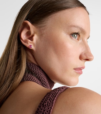 18kt rose gold earrings with sapphire and diamonds | Shay Jewelry