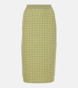 Jupe crayon en maille à carreaux | Tory Burch