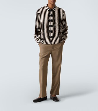 Striped velvet-trimmed silk shirt | Bode