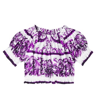 Bedrucktes Top Majolica aus Baumwollpopeline | Dolce&Gabbana Kids