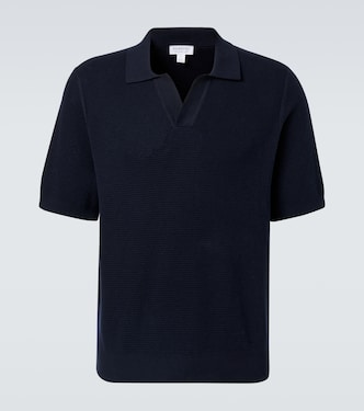 Waffle-knit cotton polo shirt | Sunspel