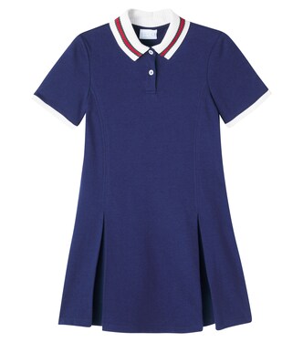 Web Stripe cotton polo dress | Gucci Kids