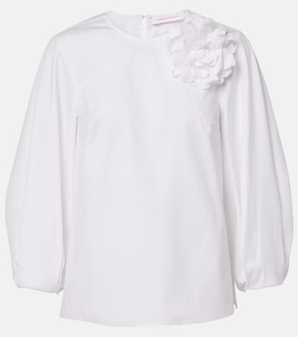 Floral-appliqué cotton-blend blouse | Carolina Herrera