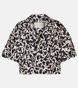 Lincoln printed cropped silk twill shirt | Asceno