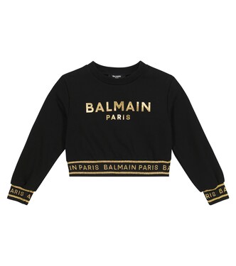 Logo cotton jersey sweatshirt | Balmain Kids