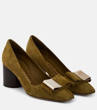 Double Bow embellished leather pumps | Ferragamo