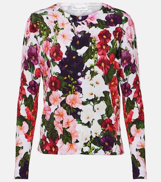 Cardigan en coton mélangé à fleurs | Oscar de la Renta