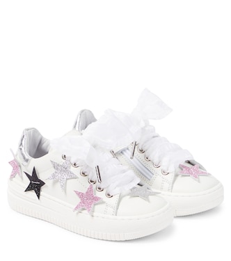 Zapatillas de piel con apliques | Monnalisa