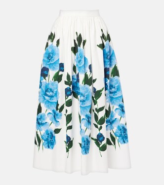 Falda midi de algodón floral | Erdem