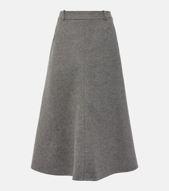 Falda midi de mezcla de lana de tiro medio | Brunello Cucinelli