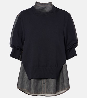 Pullover in denim e misto cotone | Sacai