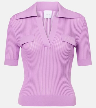 Ribbed-knit cotton polo shirt | Patou