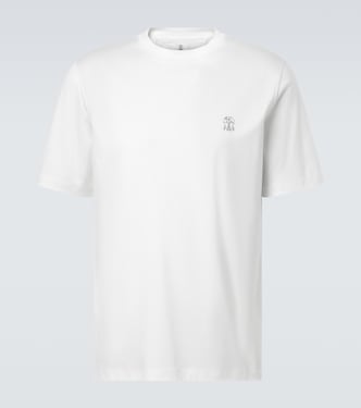 T-shirt in jersey di cotone con logo | Brunello Cucinelli